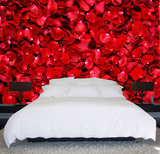 无缝大型3D壁画 浪漫红玫瑰 花瓣 装饰壁纸 卧室婚房背景墙纸