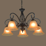 美式乡村吊灯客厅灯5头简欧式复古铁艺卧室灯创意餐厅灯田园灯具