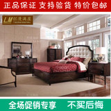 高端定制古典实木橡木双人床 欧式特价复古美式卧室组合包邮家具