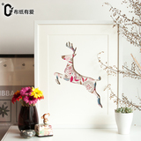 奔跑的鹿 北欧装饰画小清新挂画卧室床头画现代简约客厅创意壁画