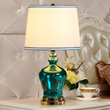 地中海欧式台灯卧室床头灯现代简约蓝色田园玻璃装饰台灯创意时尚