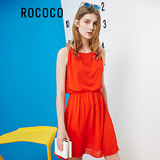 洛可可2016夏装新款显瘦A字短裙红色性感修身无袖雪纺吊带连衣裙