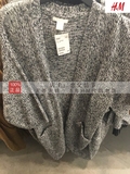 HM H&M女装专柜正品折扣代购 深/浅混灰色中长款针织开衫