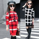 女童装春秋冬长袖毛衣裙子两件套装2016新款学生儿童针织衣服韩版