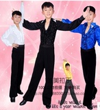 新款男童拉丁舞服装 少儿童舞蹈服装 男孩练功服黑色长袖舞蹈衣裤