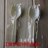 一次性独立包装象牙色叉勺一体  小叉勺 蛋糕叉勺 100支 硬塑料