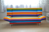 彩虹条布艺沙发床单人折叠组合沙发床宜家三人双人懒人简易沙发
