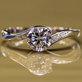 心形925银戒指女仿真钻戒求婚订婚结婚戒子韩国镶钻砖石戒指饰品