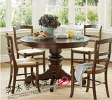 实用美式可拉伸餐桌实木伸缩橡木家具折叠椭圆桌定做制桦木饭桌