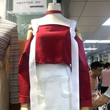 韩国NA AN2016秋季新款 mikoo 圆环吊带一字领露肩长袖针织上衣女