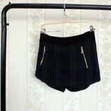 B1-14高品质秋冬装 时尚英伦格子羊毛呢子加厚裙裤短裤女0.3