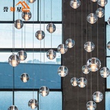 水晶玻璃球吊灯现代艺术餐厅吊灯LED单头创意个性楼梯流星雨吊灯