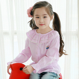 童装女童衬衫2016春夏新款儿童长袖韩版中大童女童公主风纯棉衬衣