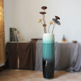 现代美式欧式地中海风格陶瓷颜色釉落地花瓶 家居客厅摆件装饰