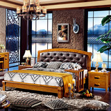 实木床1.8米双人大床婚庆储物高箱床现代中式宜家白蜡木软靠床