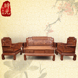 红木家具 中式实木客厅转角沙发组合 非洲檀香木国色天香沙发套装