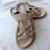 手工麻布拖鞋 泰国进口 夏季纯麻凉鞋居家沙滩休闲鞋 男50#款