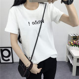 夏季韩国新款大码宽松刺绣字母情侣装男女短袖t恤学生班服打底衫