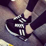 鞋女韩版黑白色女生跑步鞋休闲运动风n字球鞋子2016秋季新款运动