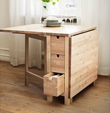 宜家 代购   诺顿 桦木折叠桌便携式餐桌实木蝴蝶桌折叠桌书桌
