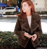 2015新款鹿皮绒羊羔毛短外套女韩国短款棉衣加厚冬装宽松皮毛一体