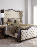 欧式实木床美式双人床1.8公主床新古典布艺软包拉扣卧室高端家具