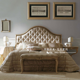美式实木布艺双人床 新古典复古做旧公主床卧室欧式1.5 1.8米婚床