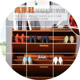 鞋柜简约现代门厅柜欧式组装超薄翻斗鞋柜17cm玄关实木色中式柜子
