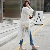 2016韩国夏装新款蕾丝衫开衫外套披肩防晒衣女中长款韩版镂空罩衫