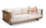 LOFT美式欧式复古沙发椅铁艺实木三人沙发床带轮做旧软皮沙发组合
