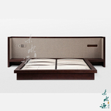新中式 软包床头床头柜一体现代中式双人床