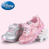 迪士尼女童鞋儿童运动鞋2016春季女童运动鞋小童休闲鞋透气闪灯鞋