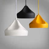 创意个性餐厅灯简约吧台吊灯单头餐吊灯彩色半圆铝材灯罩黑白黄色
