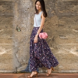 亲和素[K8115-R1] 浪漫春意碎花系列 优雅飘逸 长款真丝半身裙