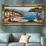 美式手绘油画地中海风格客厅玄关餐厅壁画海边风景室内装饰画挂画