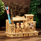 木制玩具发条八音盒 旋转笔筒 沙漏木屋原色笔筒圆塔音乐盒 礼品