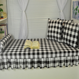 厂家直销高档棉帆格子布料可定做沙发套 飘窗 垫床垫 榻榻米布套