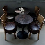 美式做旧咖啡厅桌椅 实木复古酒吧桌椅 奶茶店 甜品店餐桌椅组合