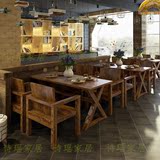 实木做旧复古四人双人饭店餐桌漫咖啡桌椅酒吧快餐面馆小吃部餐厅