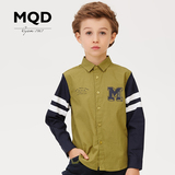 MQD童装2016春装新款男童长袖衬衫儿童拼接衬衣男大童休闲上衣
