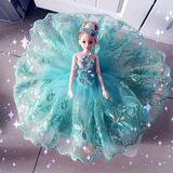 蓝色芭比娃娃婚纱 结婚礼物布娃娃可儿公主新娘摆件儿童生日 W015