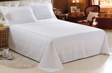 酒店宾馆床单缎条床单 加密纯棉贡缎 纯色床单宾馆白色床单