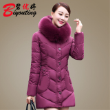 中年女装棉服韩版冬装外套妈妈装加厚中长款棉衣25-30-40-35-45岁