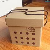 零食礼包盒正方形牛皮纸盒子手提式水果礼盒生日礼物包装盒收纳盒