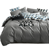 纯色全棉床上四件套泡泡纱双人床上用品纯棉床单被套简约风
