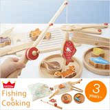 日单多功能木质儿童磁性钓鱼玩具/过家家厨房切切乐套装2合一.7