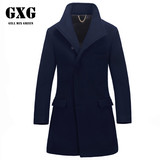 GXG男装羊绒毛呢子大衣男韩版修身中长款青年商务英伦呢大衣外套