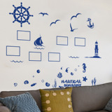 蓝色地中海照片墙贴纸灯塔海鸥帆船宿舍卧室沙发背景墙贴画相片贴
