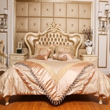 欧式实木真皮床新古典床美式雕花1.8米双人床奢华婚床儿童公主床