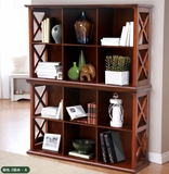 美式实木书架 欧式自由组合书柜书橱六层书柜置物架